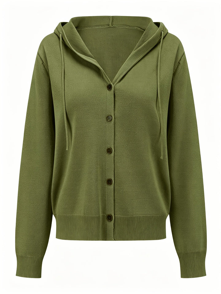 Kapuzen-Strickjacke | Militärgrün