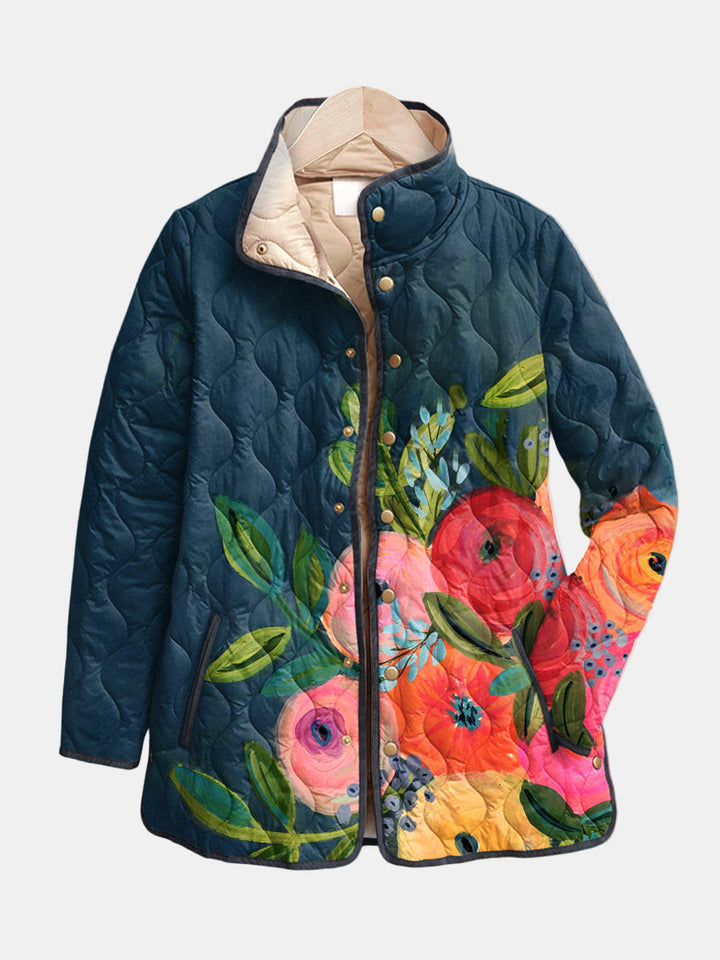 Amaya | Gesteppte Jacke mit Retro-Blumenmuster
