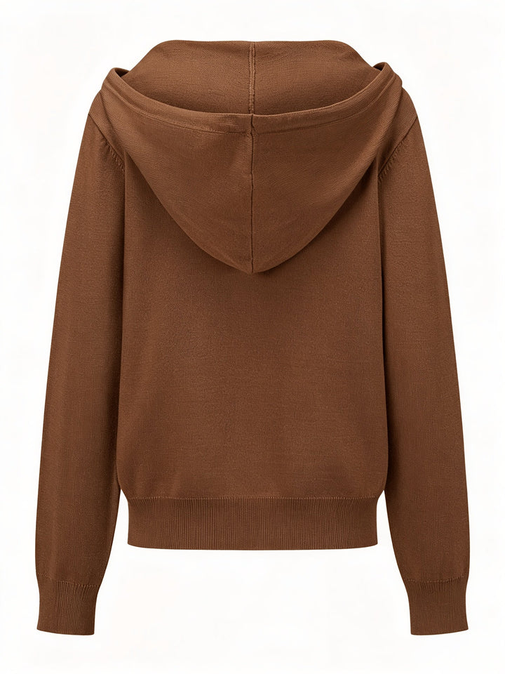 Kapuzen-Strickjacke | Kaffeebraun