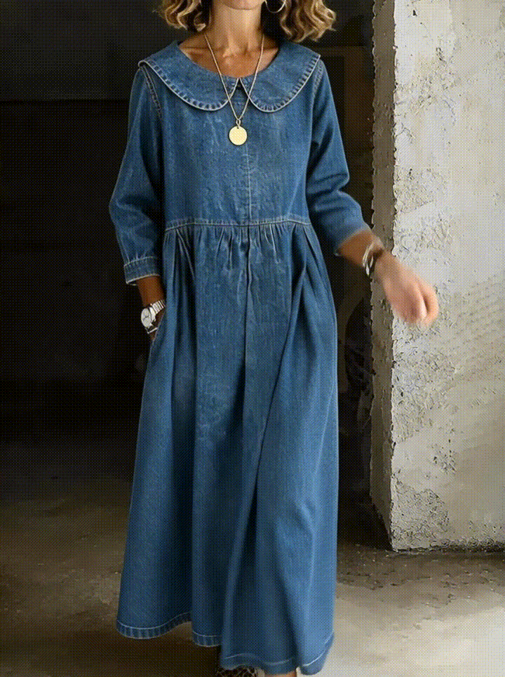Sophie | Jeanskleid mit Bubikragen