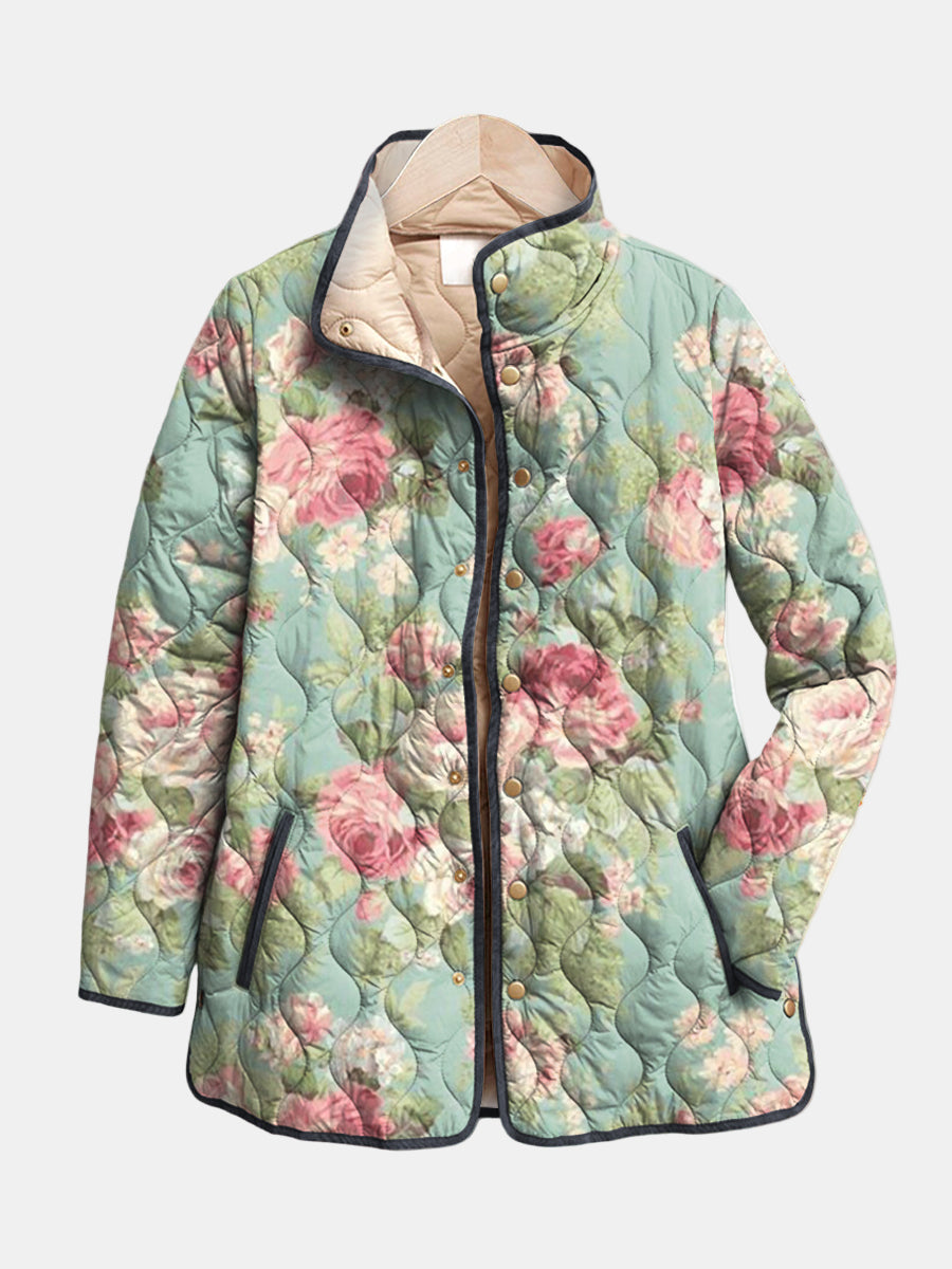 Carys | Gesteppte Weste mit Vintage-Blumenmuster