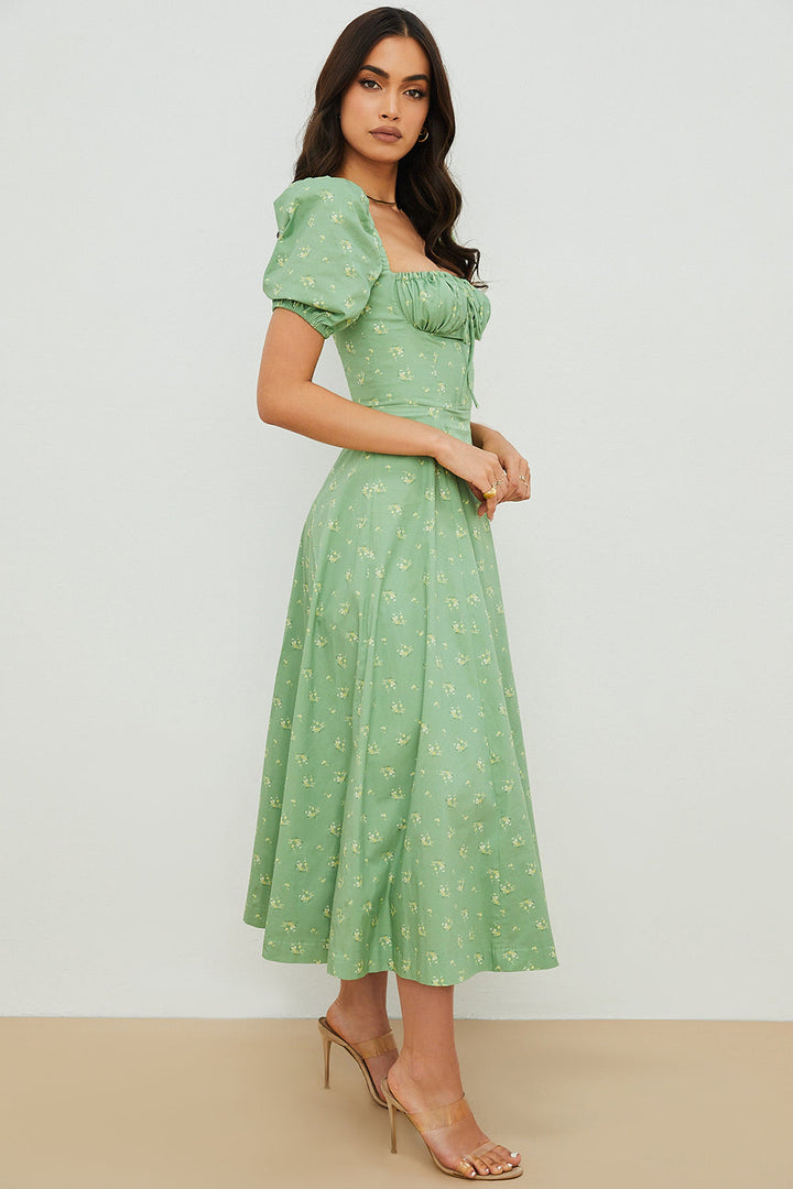 Aviana - Blumenkleid mit Puffärmeln