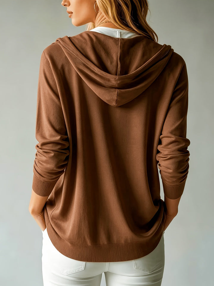 Kapuzen-Strickjacke | Kaffeebraun