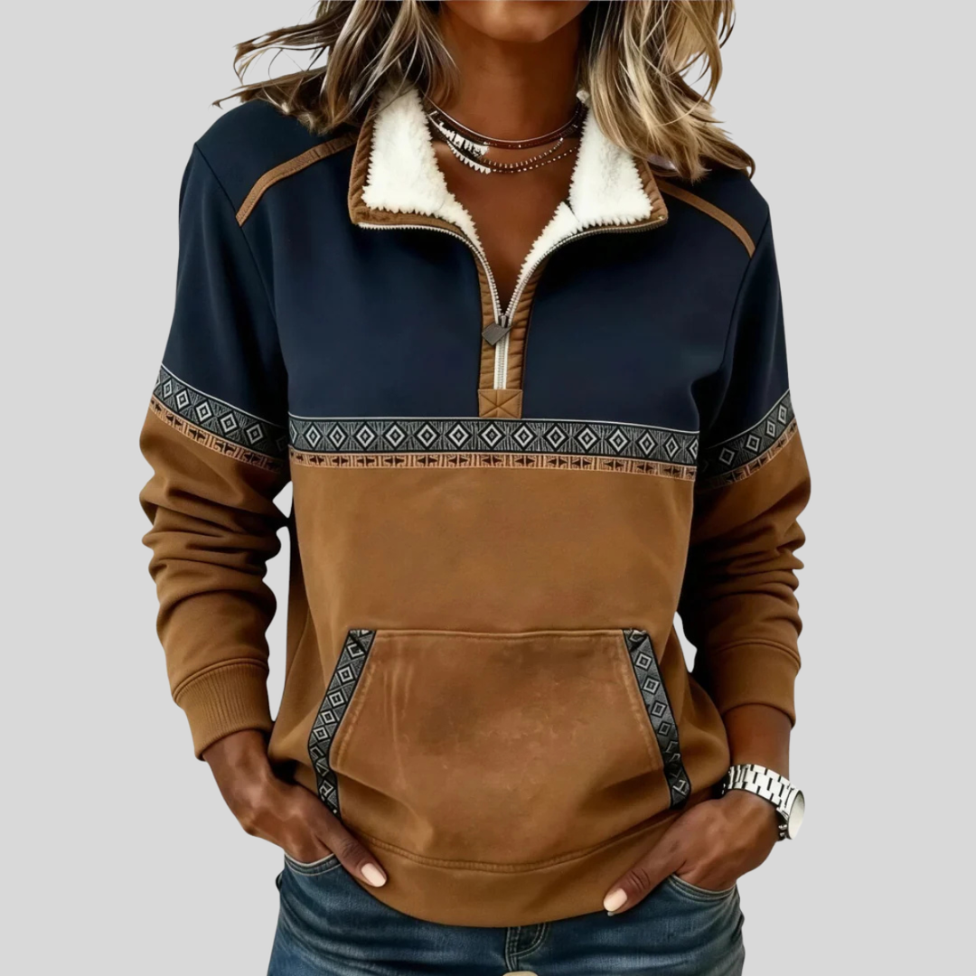 Ida | Kuscheliger Fleece-Pullover mit halbem Reißverschluss