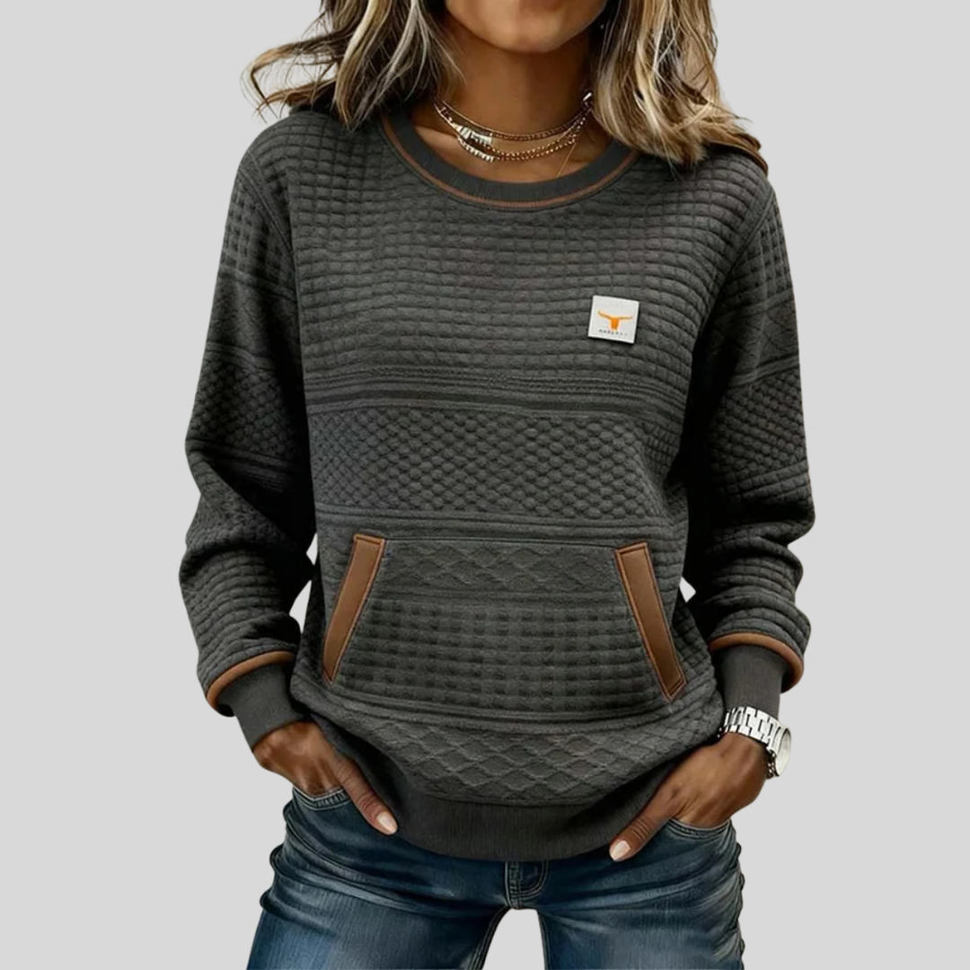 Mies | Strukturiertes Colour-Block Sweatshirt mit Rundhalsausschnitt