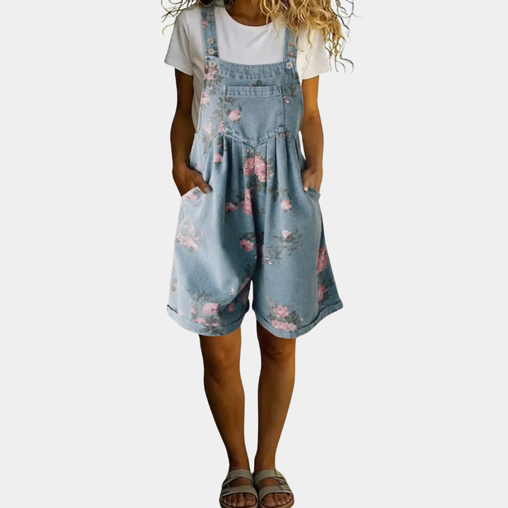 Lucy | Jeans-Jumpsuit mit Blumenmuster