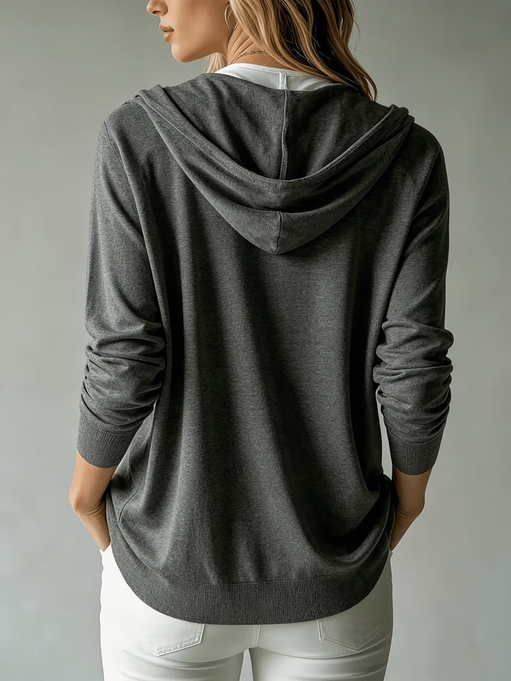 Kapuzen-Strickjacke | Dunkelgrau