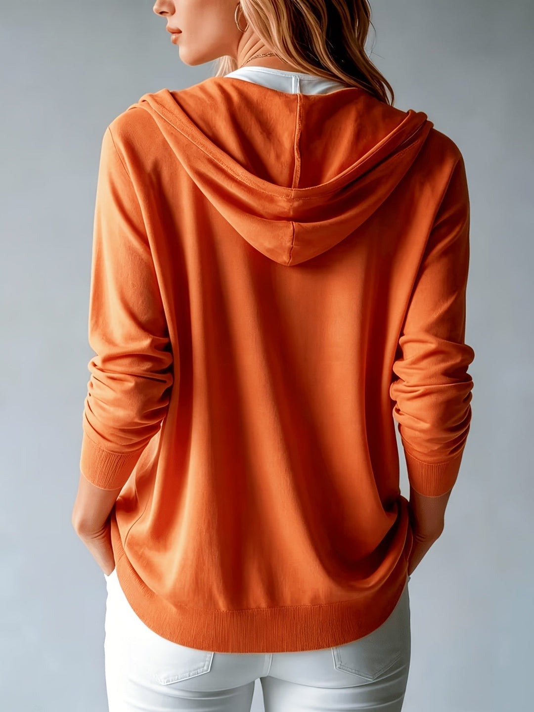 Kapuzen-Strickjacke | Orange