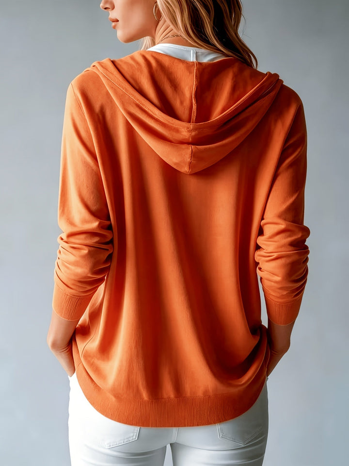 Kapuzen-Strickjacke | Orange