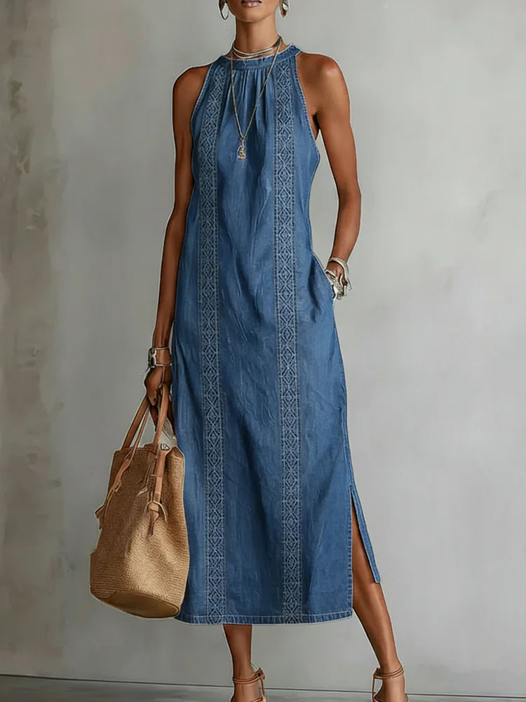 Tilly | Retro-Jeanskleid mit Spitze