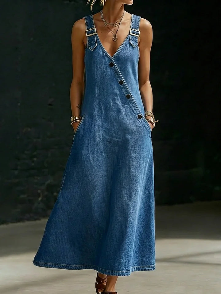 Niamh | Langes Jeanskleid mit Knopfleiste