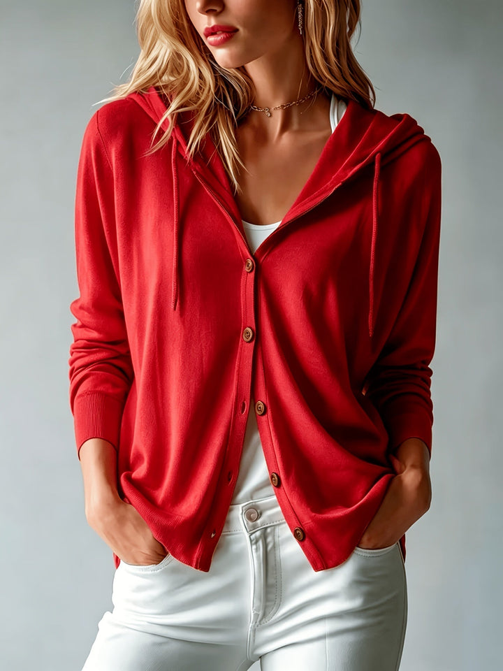 Kapuzen-Strickjacke | Rot