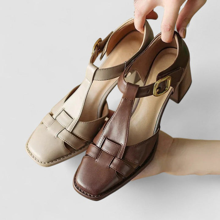 Aude | Blockabsatz-Schuhe mit T-Steg