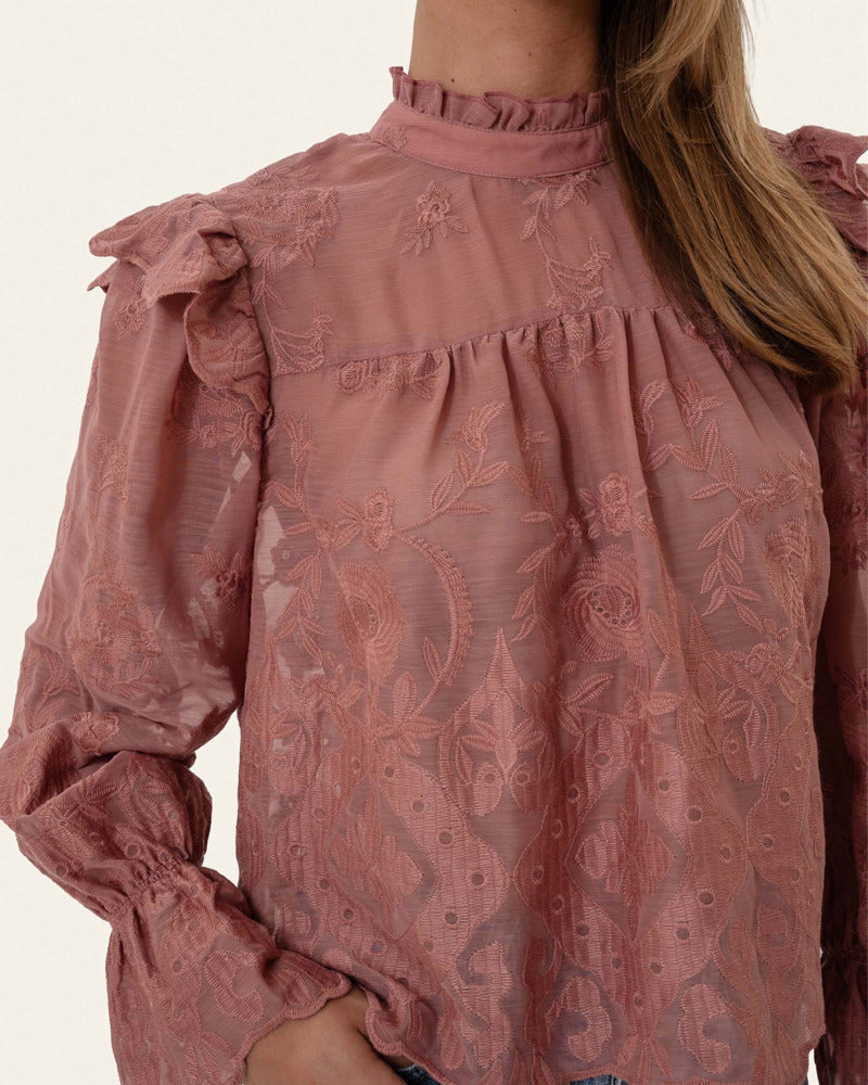 Ellinor | Spitzenbluse in Altrosa