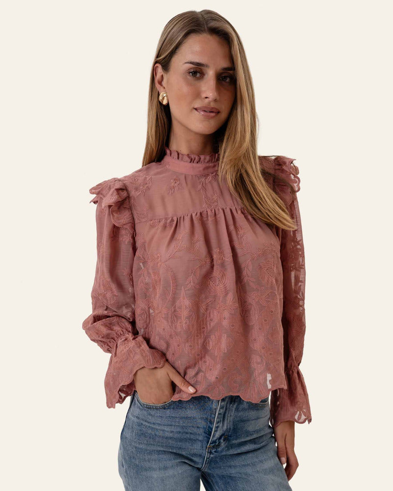 Ellinor | Spitzenbluse in Altrosa