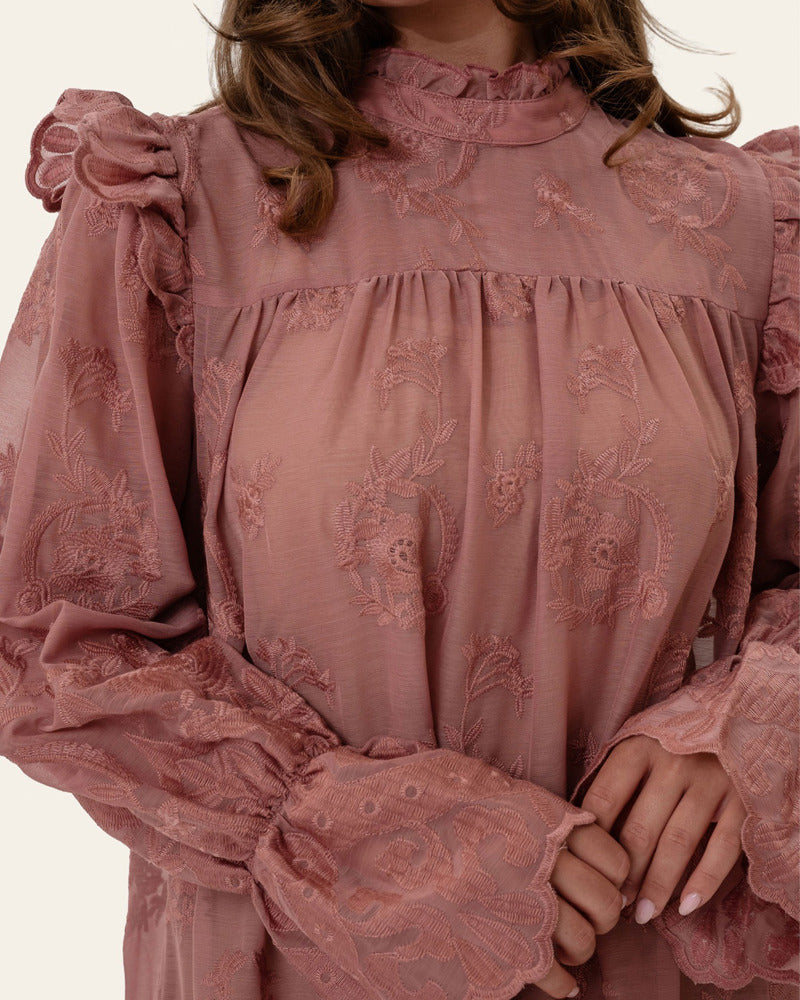 Ellinor | Spitzenkleid in Altrosa