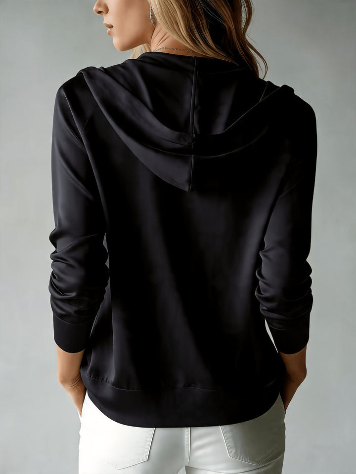 Kapuzen-Strickjacke | Schwarz