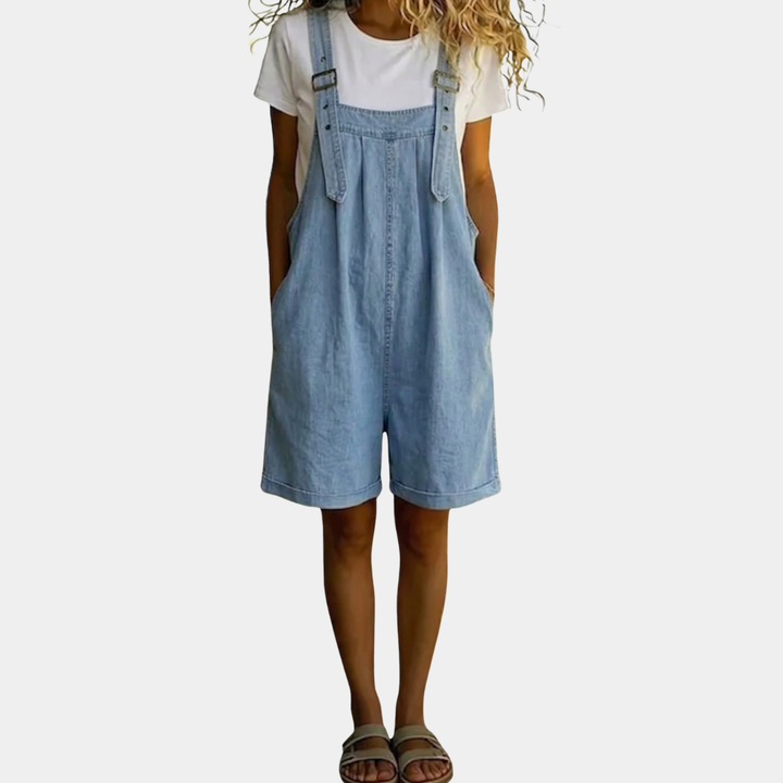 Charlotte | Kurzer Jeans-Jumpsuit aus weicher Baumwolle