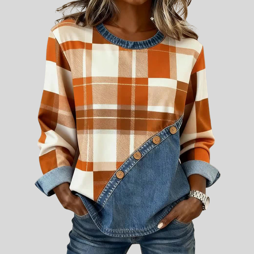 Tamara | Patchwork-Pullover mit Karomuster