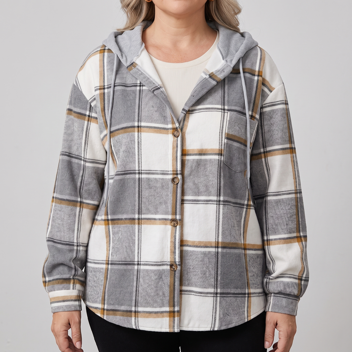 Nora | Moderner Damen Karomuster Kapuzenpullover für den Herbst
