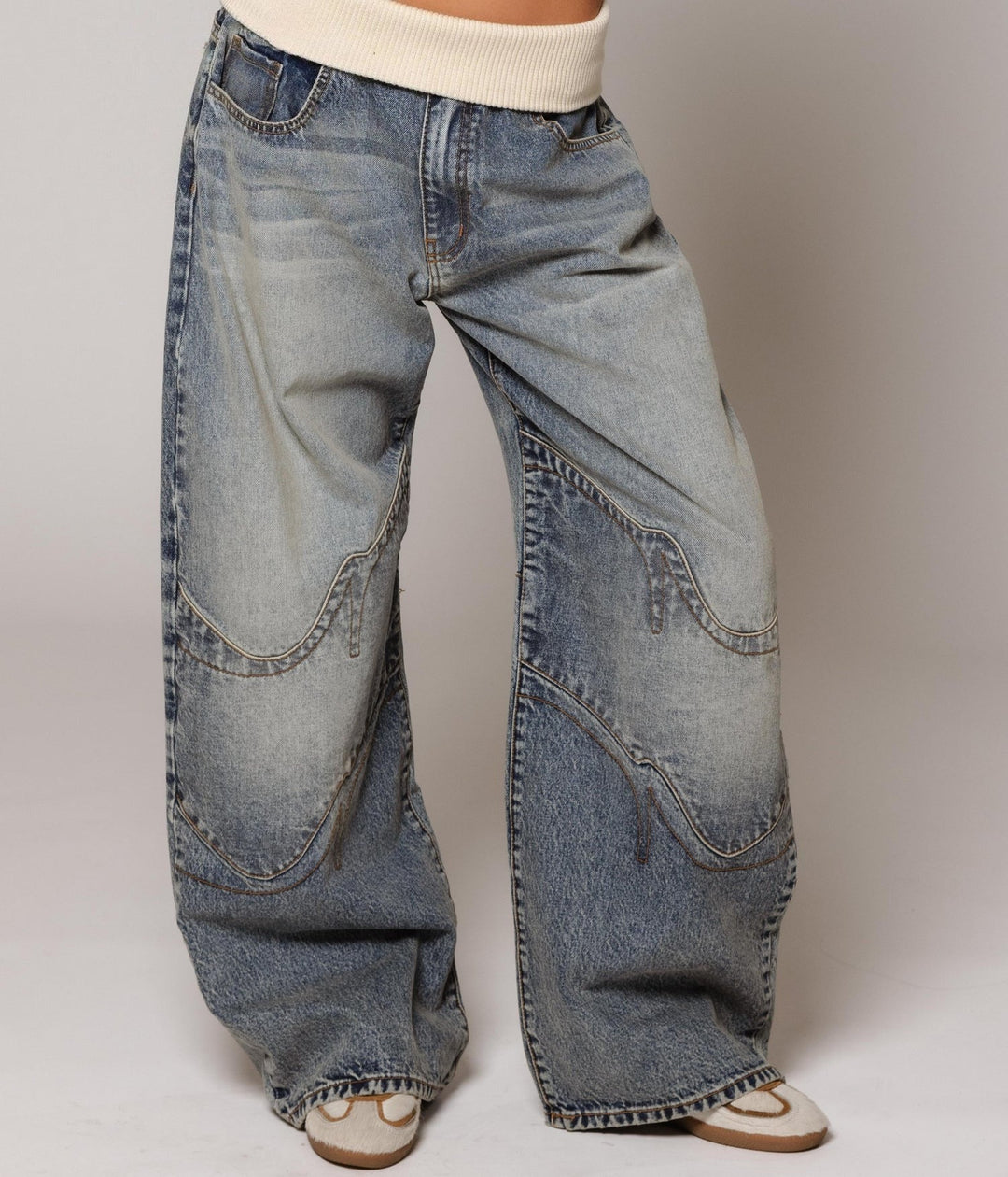 Damen Jeans im Washed-Look mit niedriger Taille