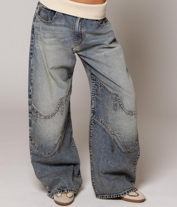Damen Jeans im Washed-Look mit niedriger Taille