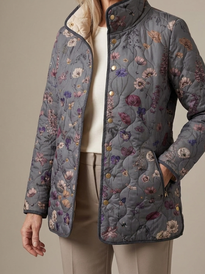 Niva | Gesteppte Jacke mit Vintage-Blumenmuster