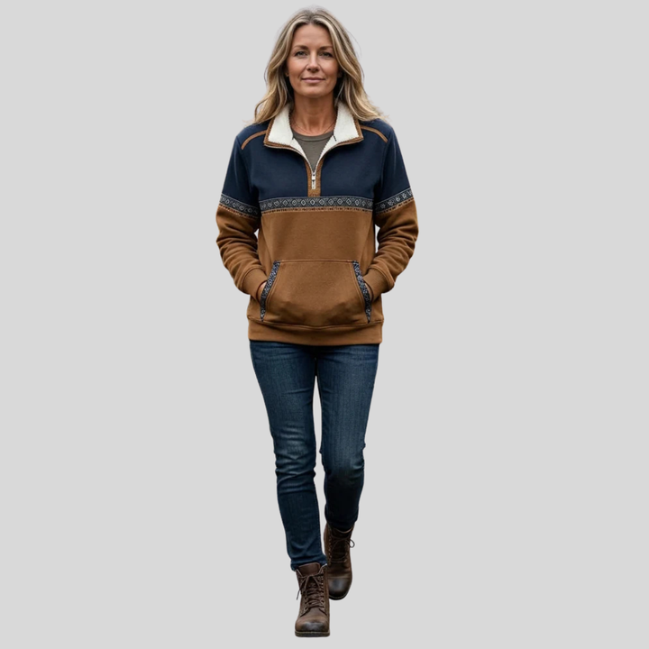 Ida | Kuscheliger Fleece-Pullover mit halbem Reißverschluss