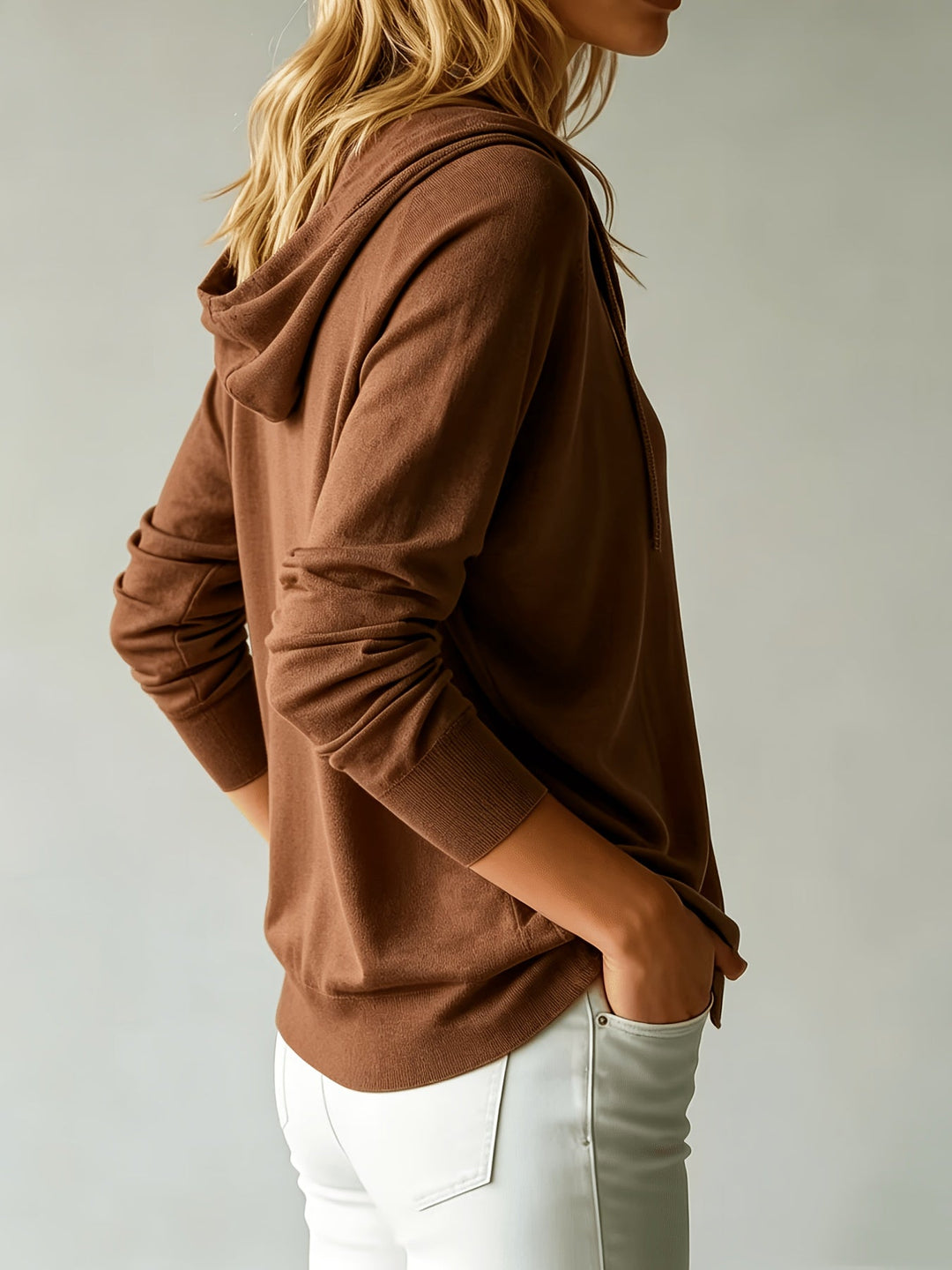 Kapuzen-Strickjacke | Kaffeebraun
