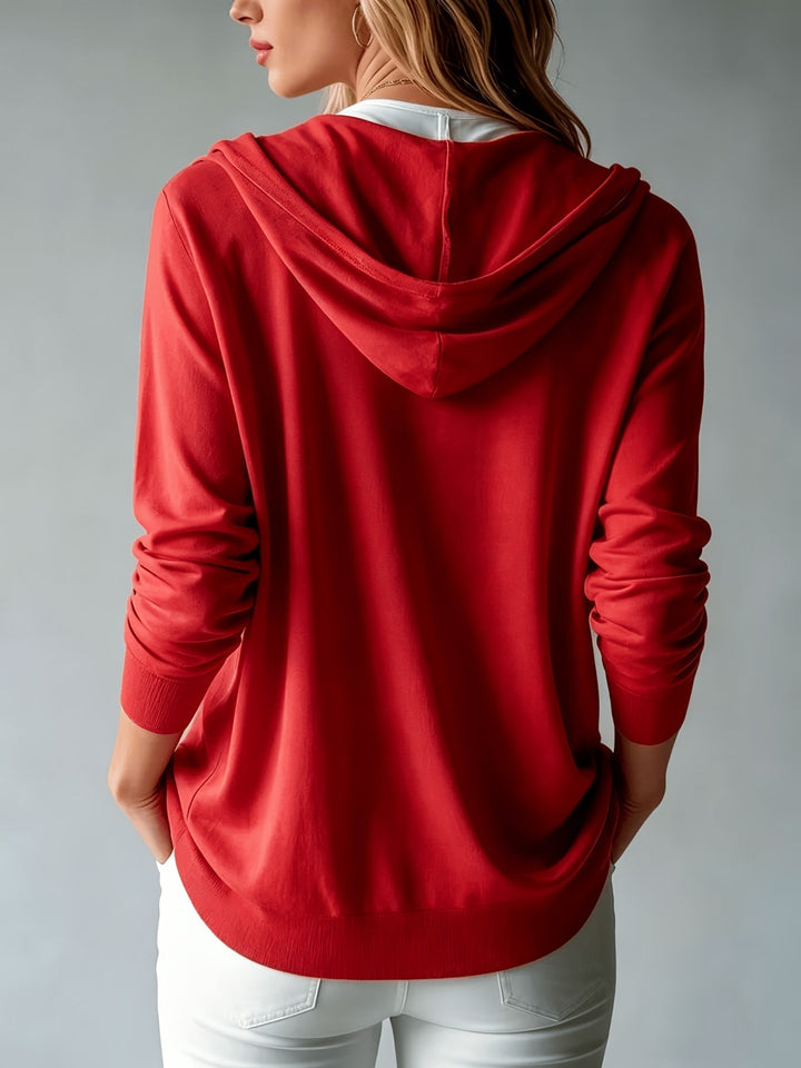 Kapuzen-Strickjacke | Rot
