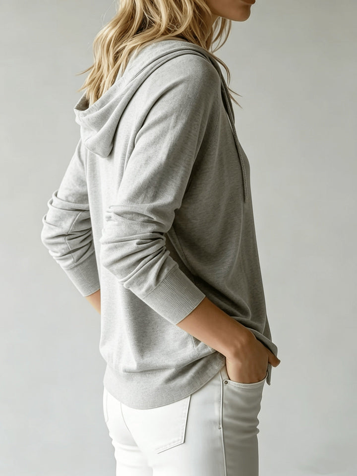 Kapuzen-Strickjacke | Hellgrau