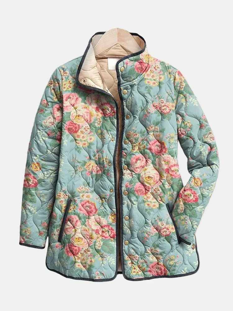 Elara | Gesteppte Weste mit Blumenmuster
