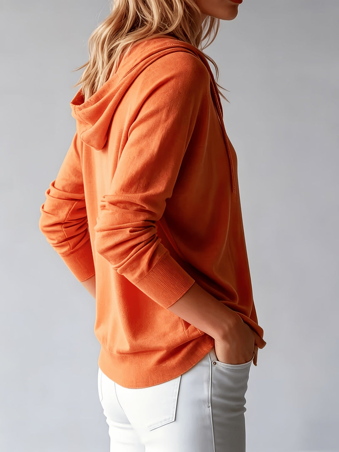 Kapuzen-Strickjacke | Orange