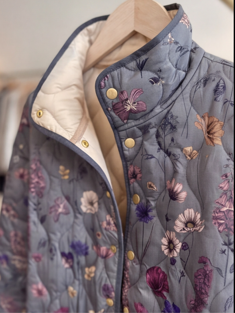 Niva | Gesteppte Jacke mit Vintage-Blumenmuster