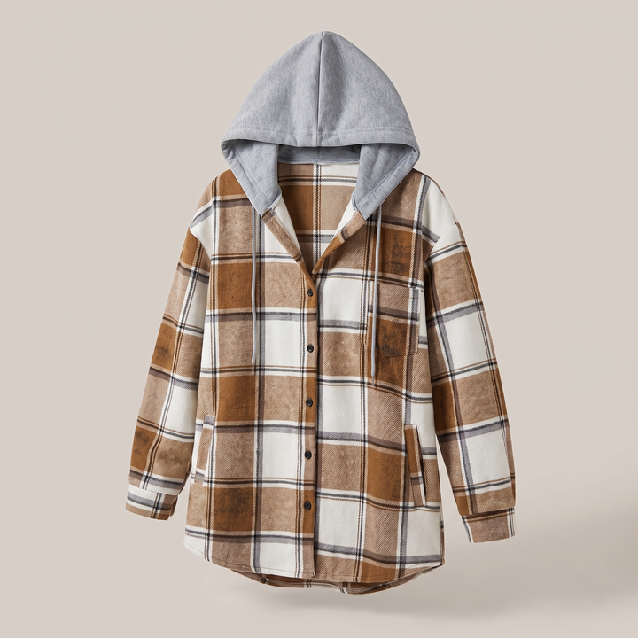 Nora | Moderner Damen Karomuster Kapuzenpullover für den Herbst