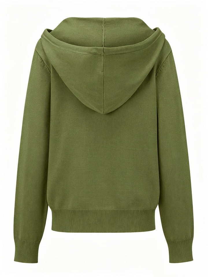 Kapuzen-Strickjacke | Militärgrün