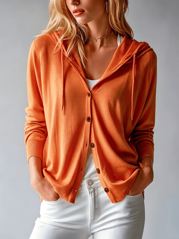 Kapuzen-Strickjacke | Orange