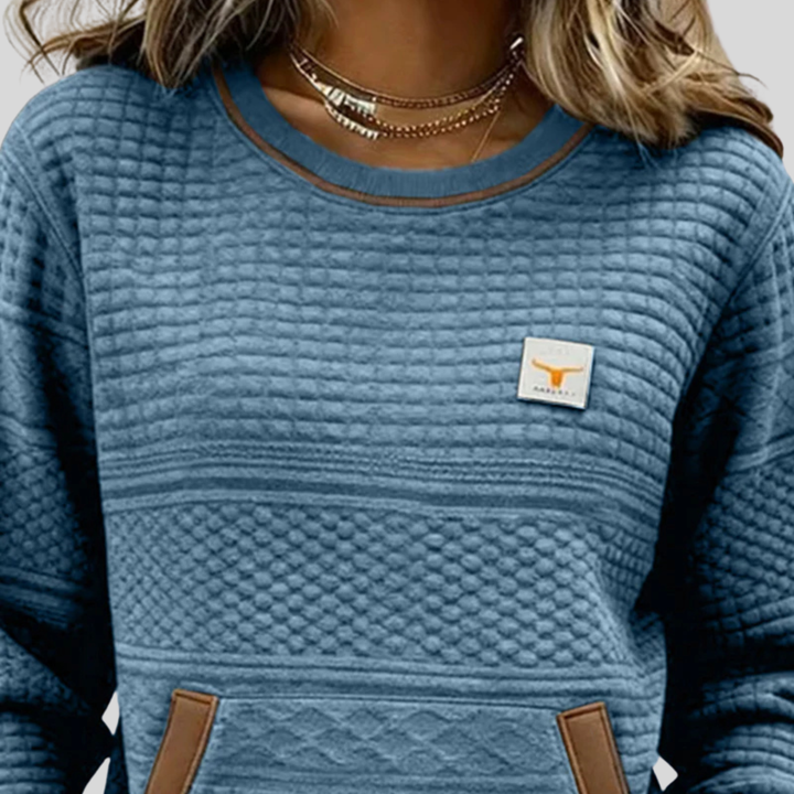 Mies | Strukturiertes Colour-Block Sweatshirt mit Rundhalsausschnitt