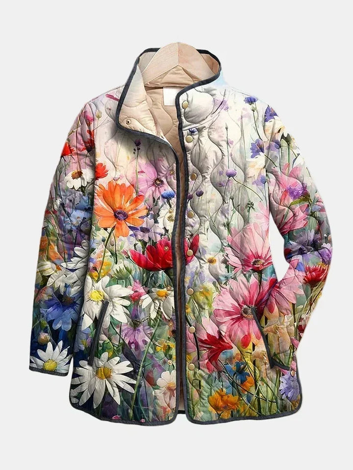 Kaia | Elegante Steppjacke mit Retro-Blumenmuster
