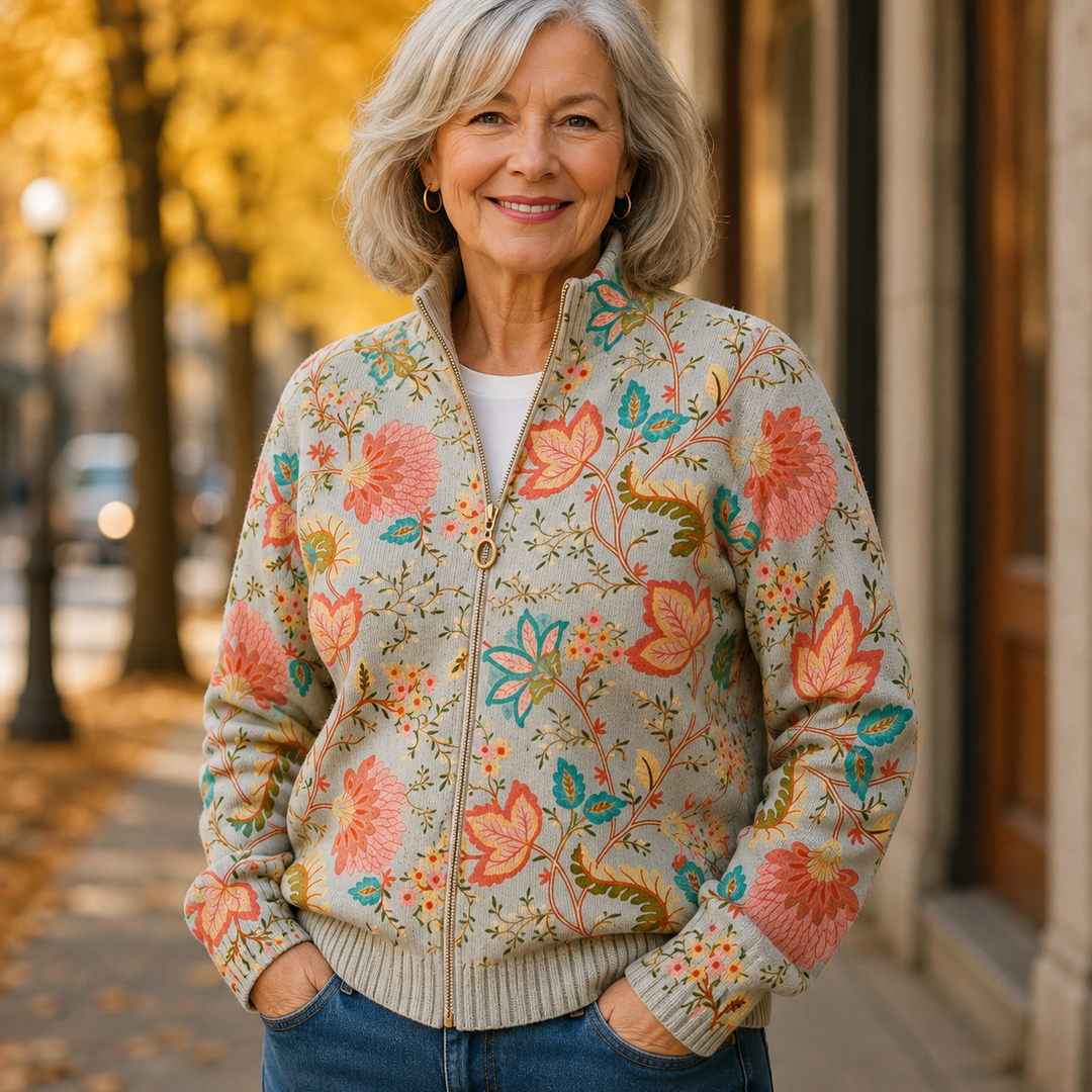 Hailey | Strickjacke mit Vintage-Gartenprint