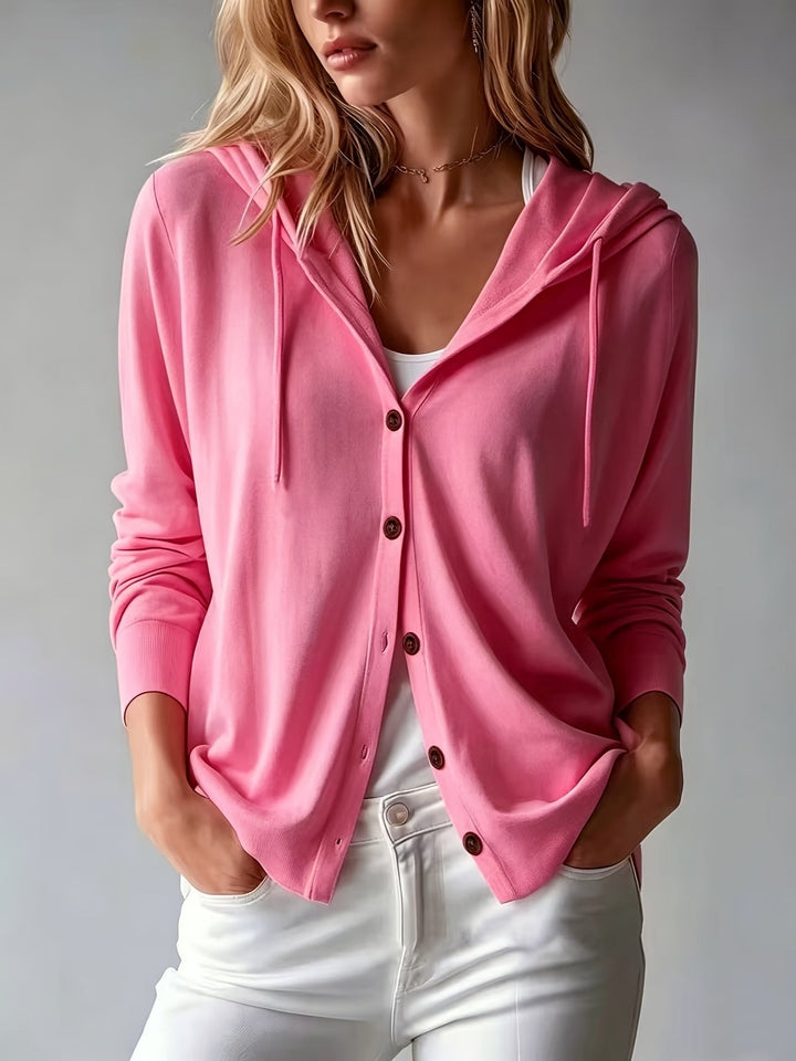 Kapuzen-Strickjacke | Pink