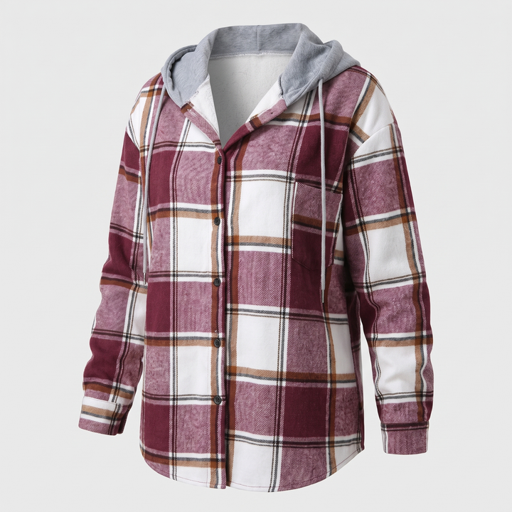 Nora | Moderner Damen Karomuster Kapuzenpullover für den Herbst