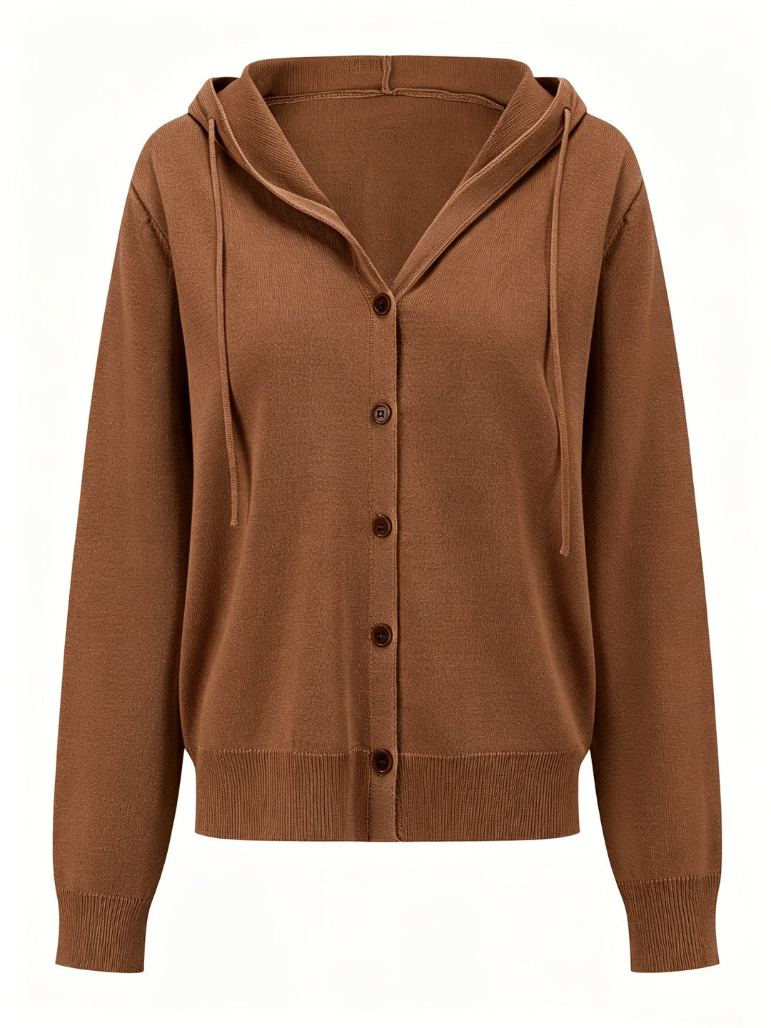 Kapuzen-Strickjacke | Kaffeebraun