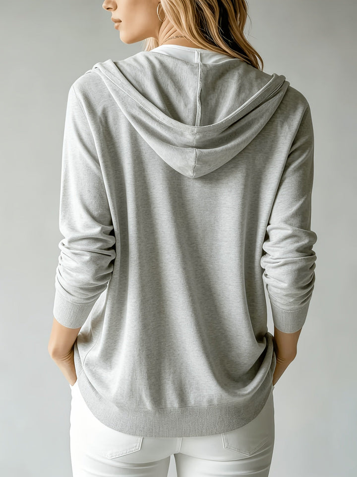 Kapuzen-Strickjacke | Hellgrau