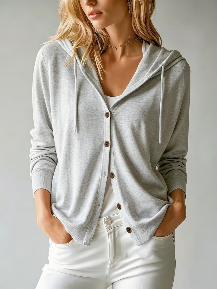 Kapuzen-Strickjacke | Hellgrau