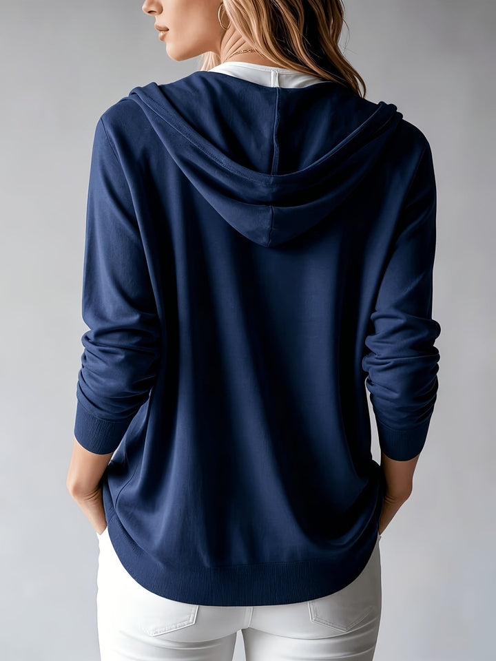 Kapuzen-Strickjacke | Marineblau