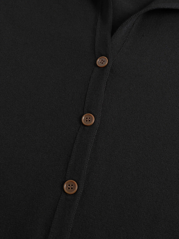 Kapuzen-Strickjacke | Schwarz