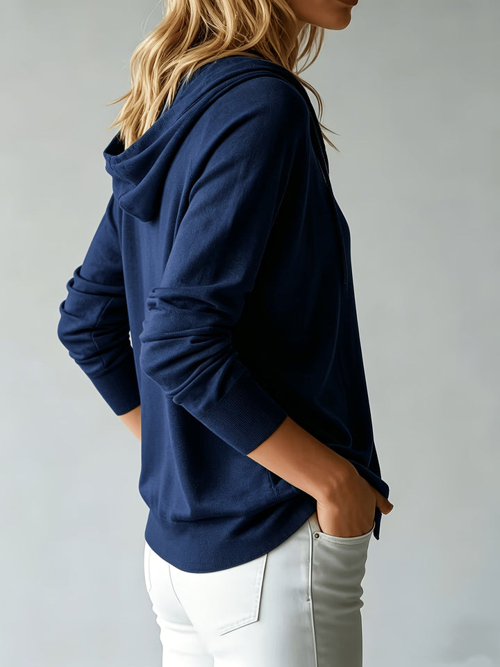 Kapuzen-Strickjacke | Marineblau
