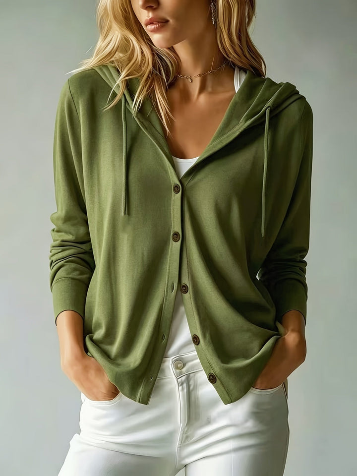 Kapuzen-Strickjacke | Militärgrün
