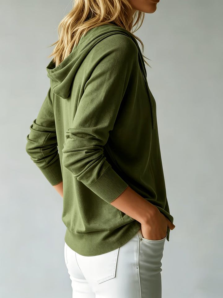 Kapuzen-Strickjacke | Militärgrün